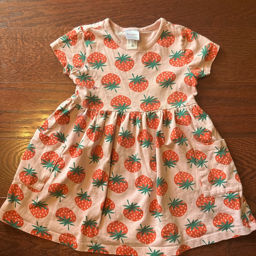 Hanna Andersson Strawberry Dress w pockets kids (imperfect)